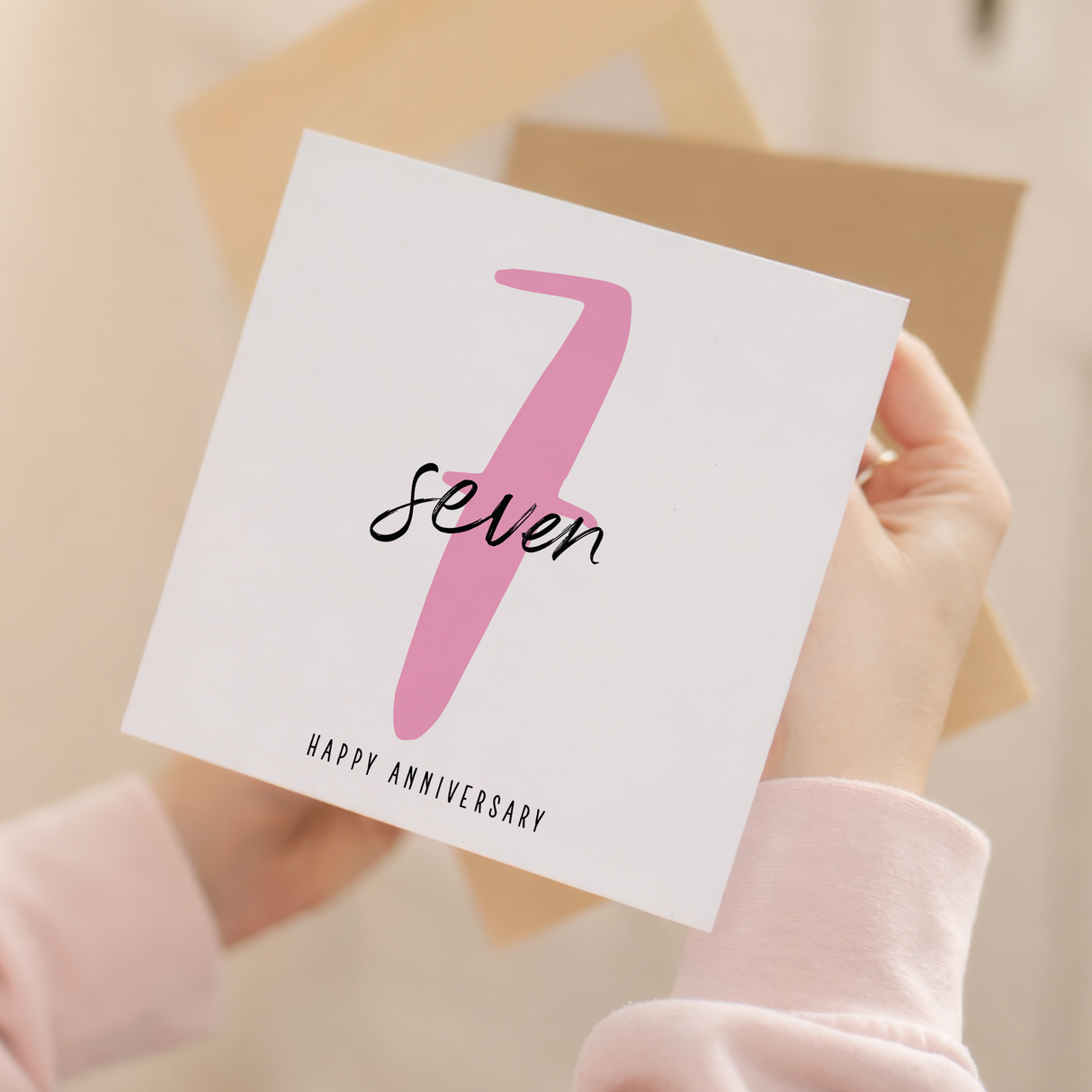 7 Year Anniversary Card For 7th Wedding Anniversary For Him or Her Wife Husband Card For Seventh Anniversary