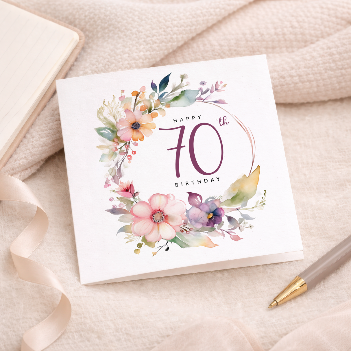70th Birthday Card For Her Floral Seventieth Birthday Card Seventy Card For Mum Gran Grandma Auntie 70 Card For Friend Floral Design