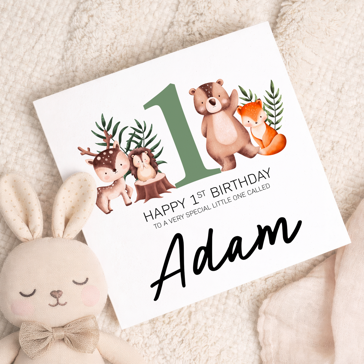 Personalised 1st 2nd 3rd 4th 5th 6th 7th or 8th Birthday Children's Card Woodland Themed Birthday Card For Boy or Girl Custom Card