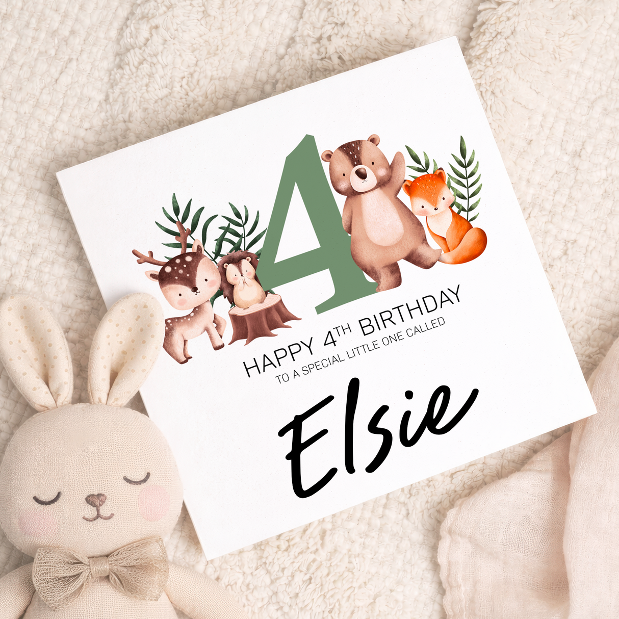 Personalised 1st 2nd 3rd 4th 5th 6th 7th or 8th Birthday Children's Card Woodland Themed Birthday Card For Boy or Girl Custom Card
