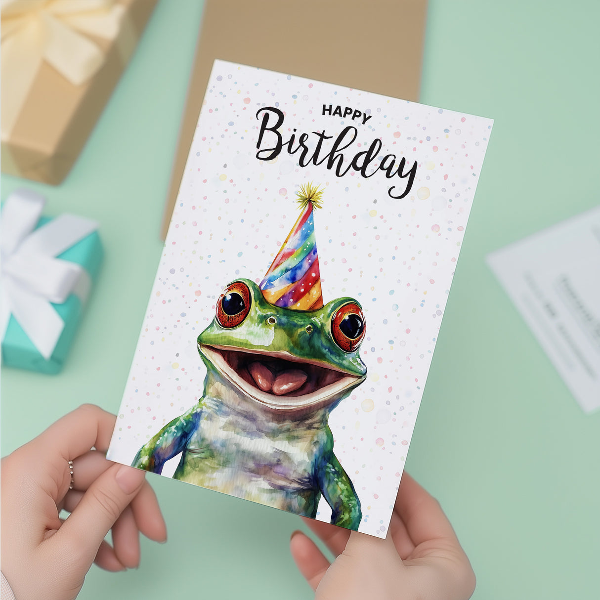 Birthday Card For Him or Her Of A Frog Illustration For Him or Her Birthday Gift
