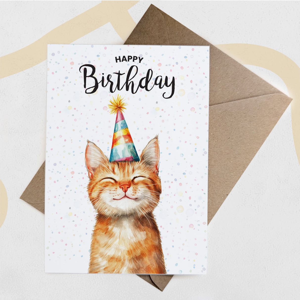 Birthday Card For Him or Her Of A Ginger Cat Illustration For Him or Her Birthday Gift