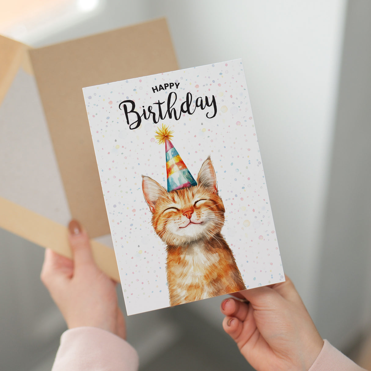 Birthday Card For Him or Her Of A Ginger Cat Illustration For Him or Her Birthday Gift