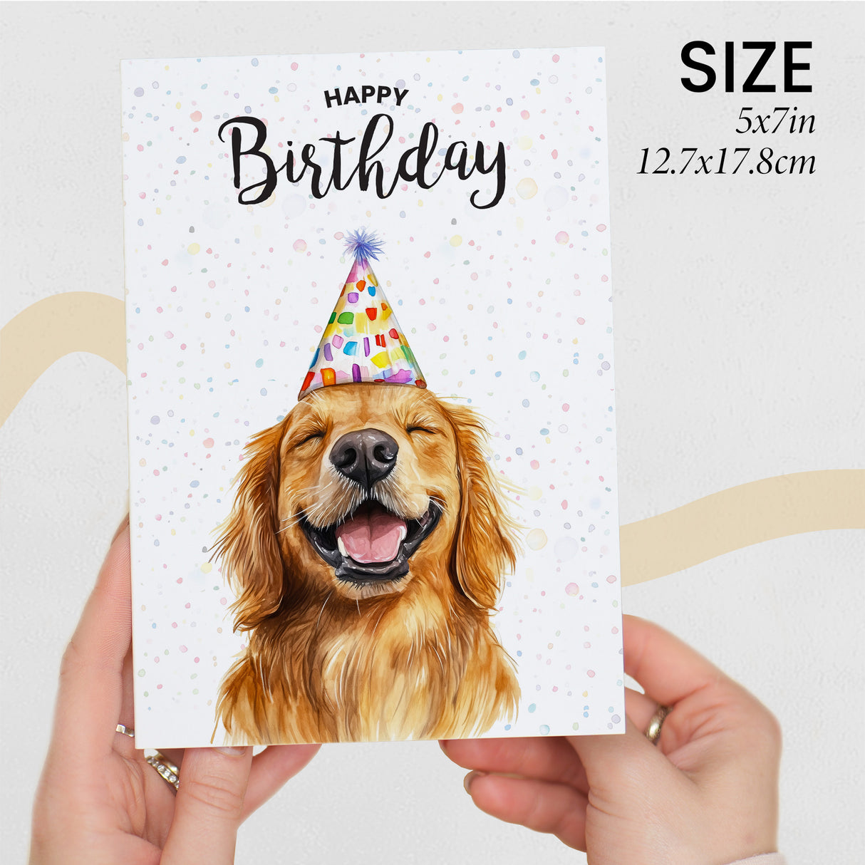 Birthday Card For Him or Her Of A Golden Retriever Dog Illustration For Him or Her Birthday Gift