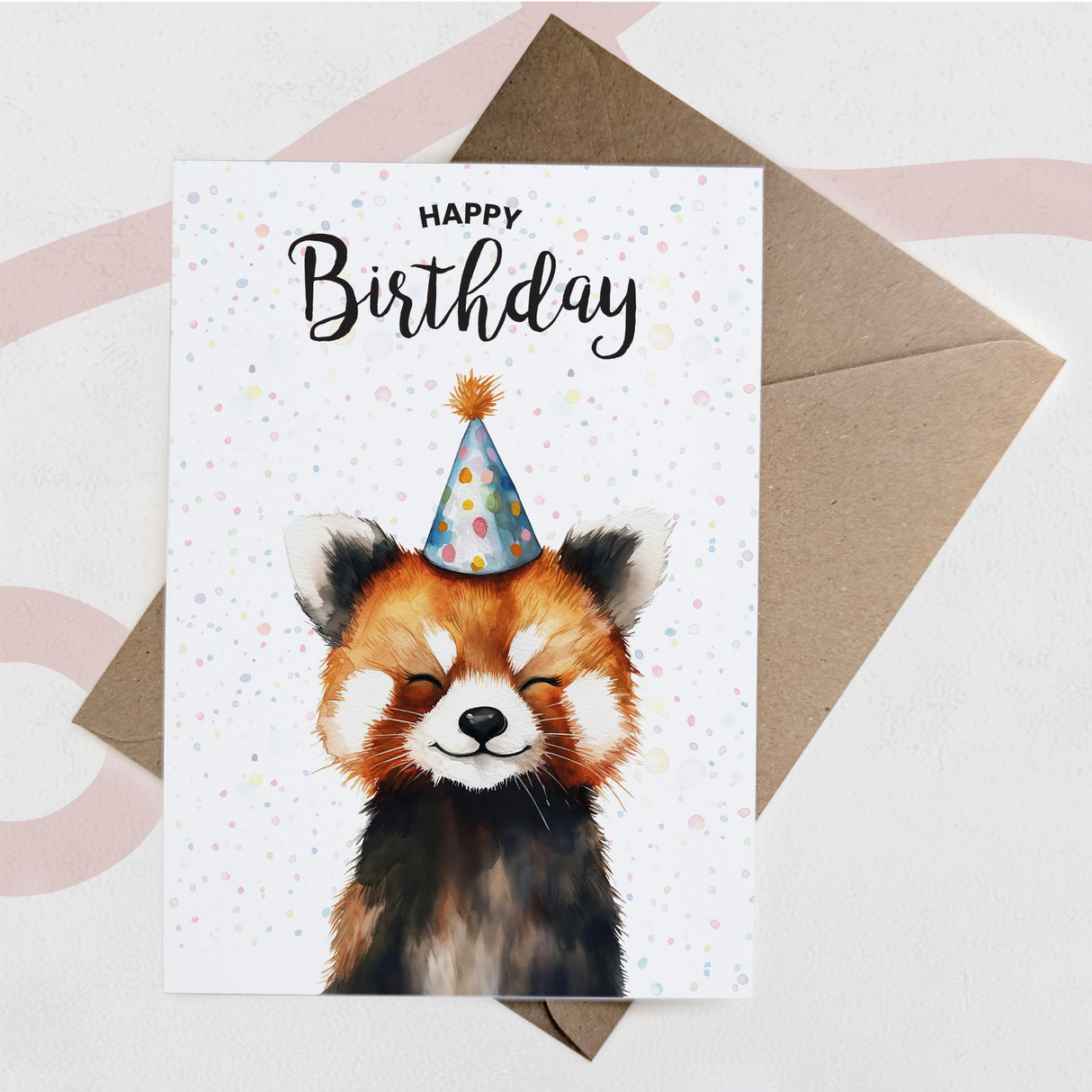 Birthday Card For Him or Her Of A Red Panda Illustration For Him or Her Birthday Gift