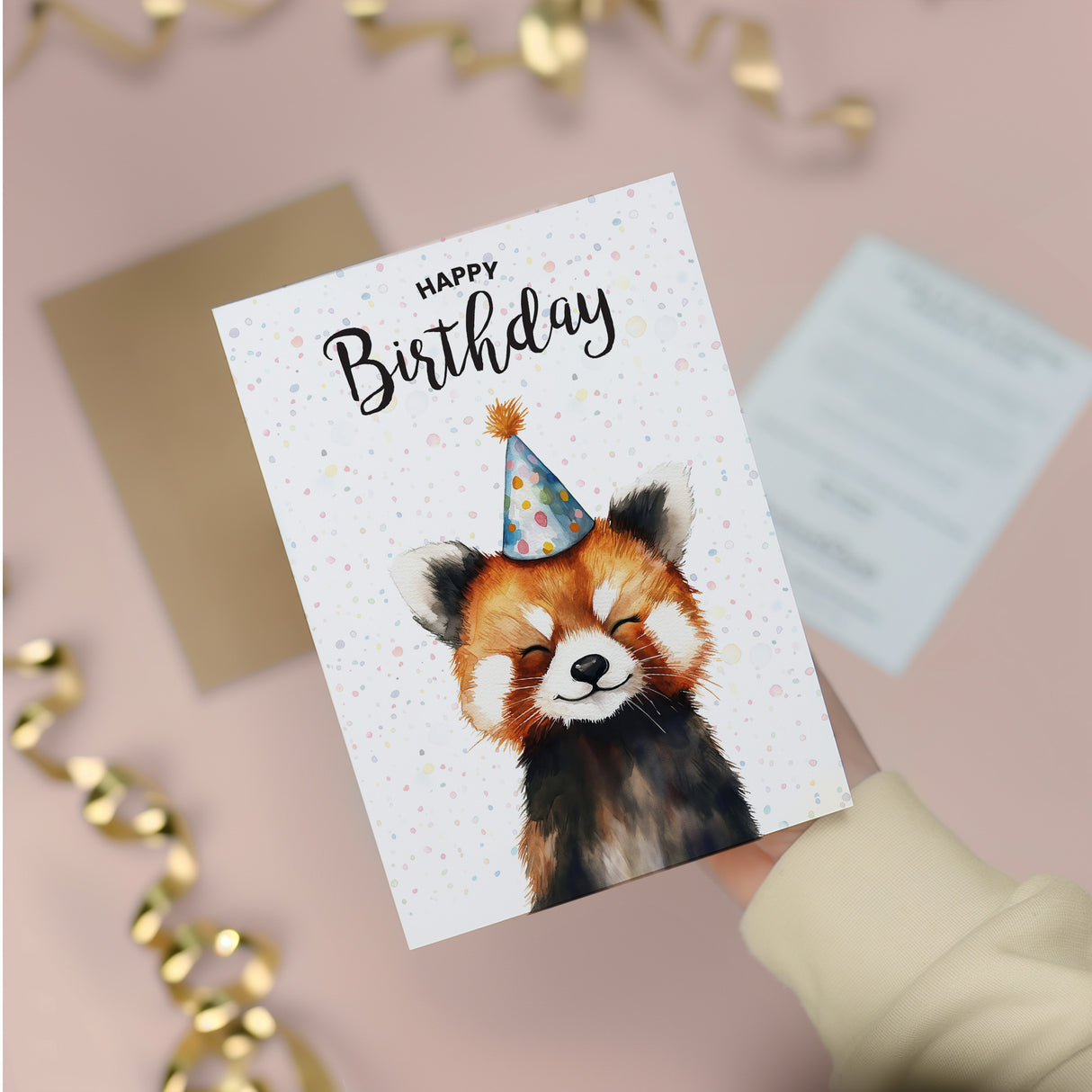 Birthday Card For Him or Her Of A Red Panda Illustration For Him or Her Birthday Gift