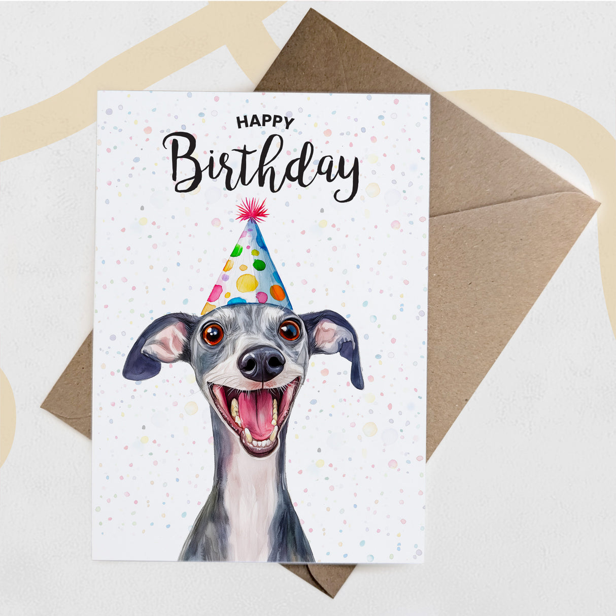 Birthday Card For Him or Her Of A Whippet Dog Illustration For Him or Her Birthday Gift