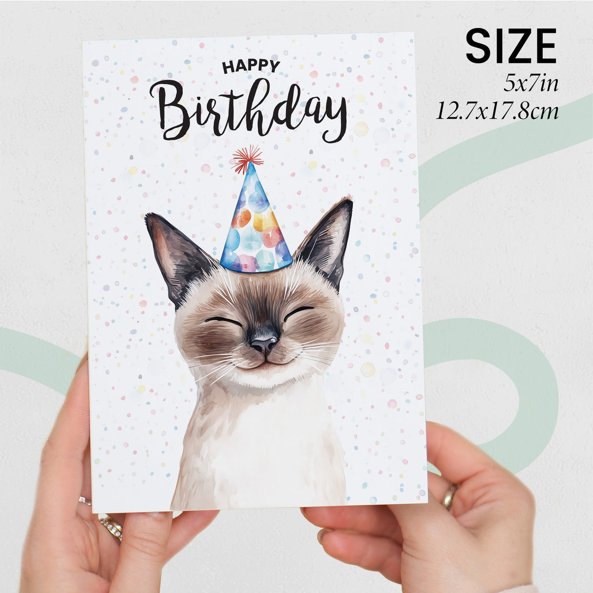 Birthday Card For Him or Her Of A Siamese Cat Illustration For Him or Her Birthday Gift