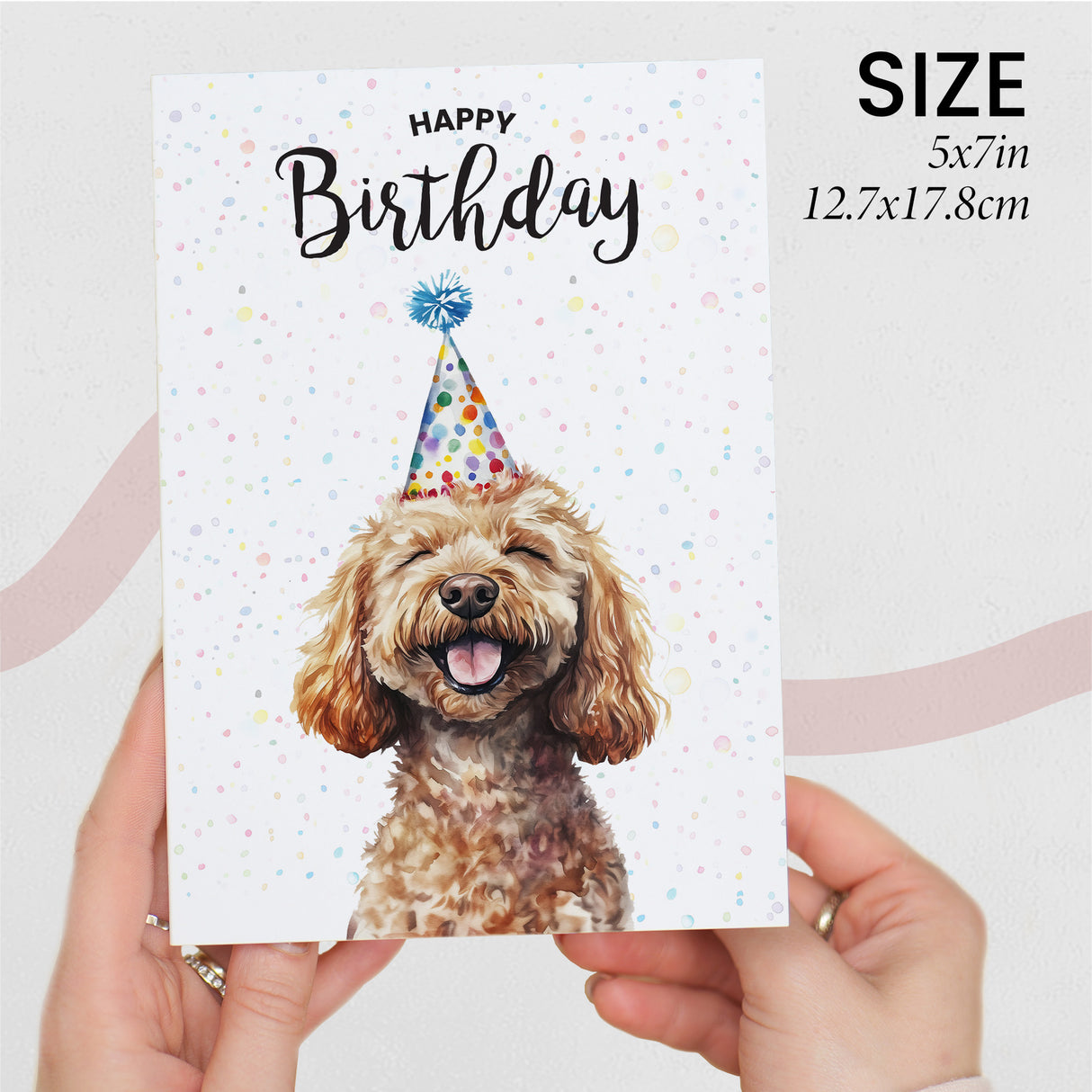 Birthday Card For Him or Her Of A Cockerpoo Dog Illustration For Him or Her Birthday Gift