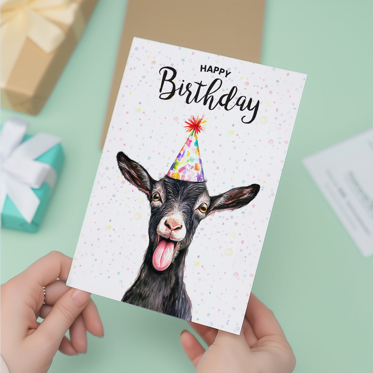 Birthday Card For Him or Her Of A Goat Illustration For Him or Her Birthday Gift