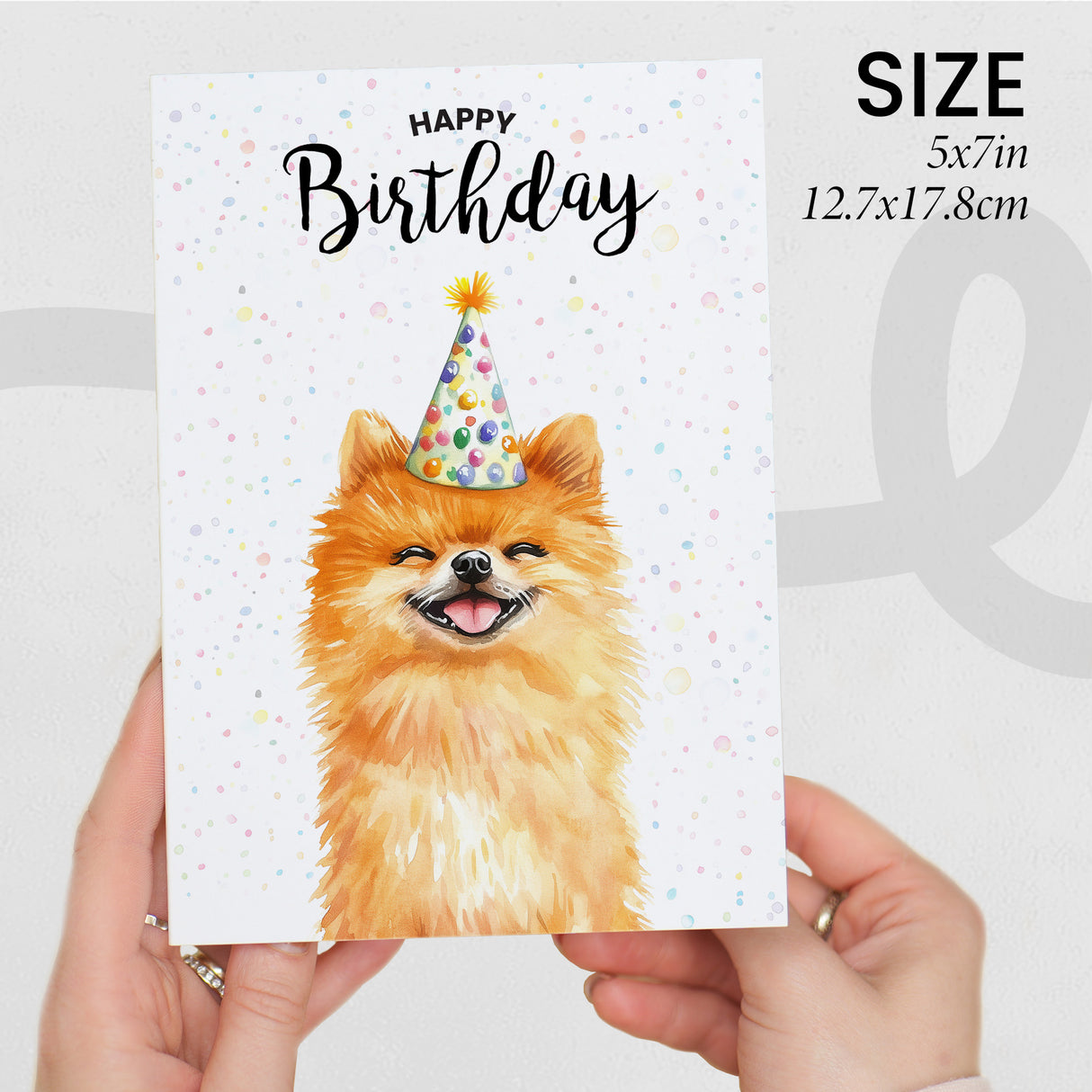 Birthday Card For Him or Her Of A Pomeranian Dog Illustration For Him or Her Birthday Gift