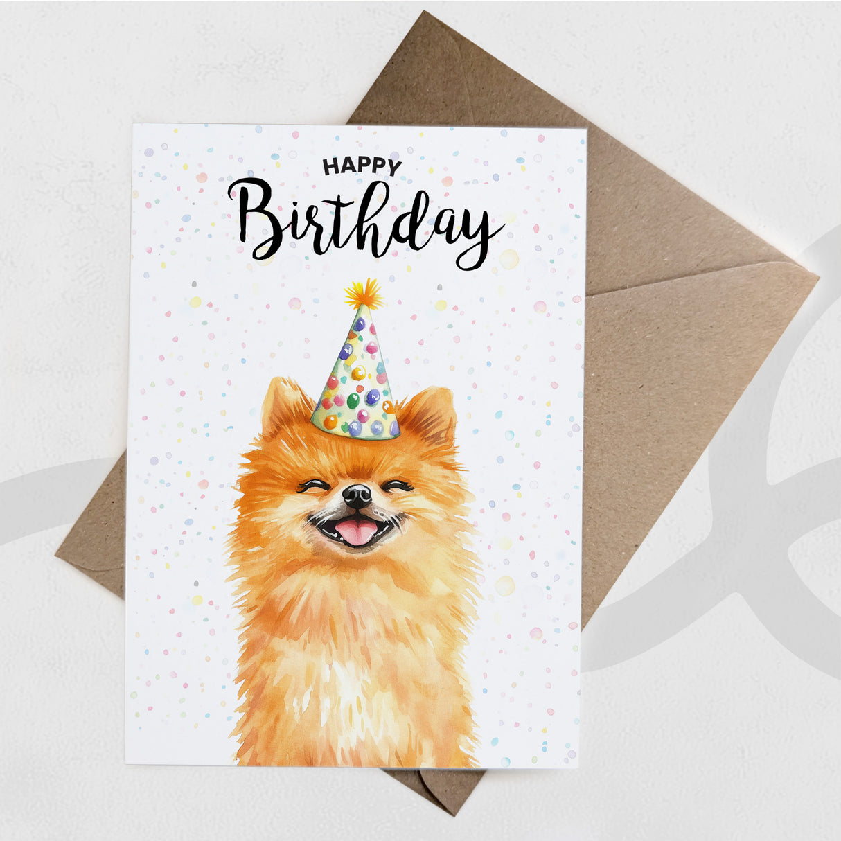 Birthday Card For Him or Her Of A Pomeranian Dog Illustration For Him or Her Birthday Gift