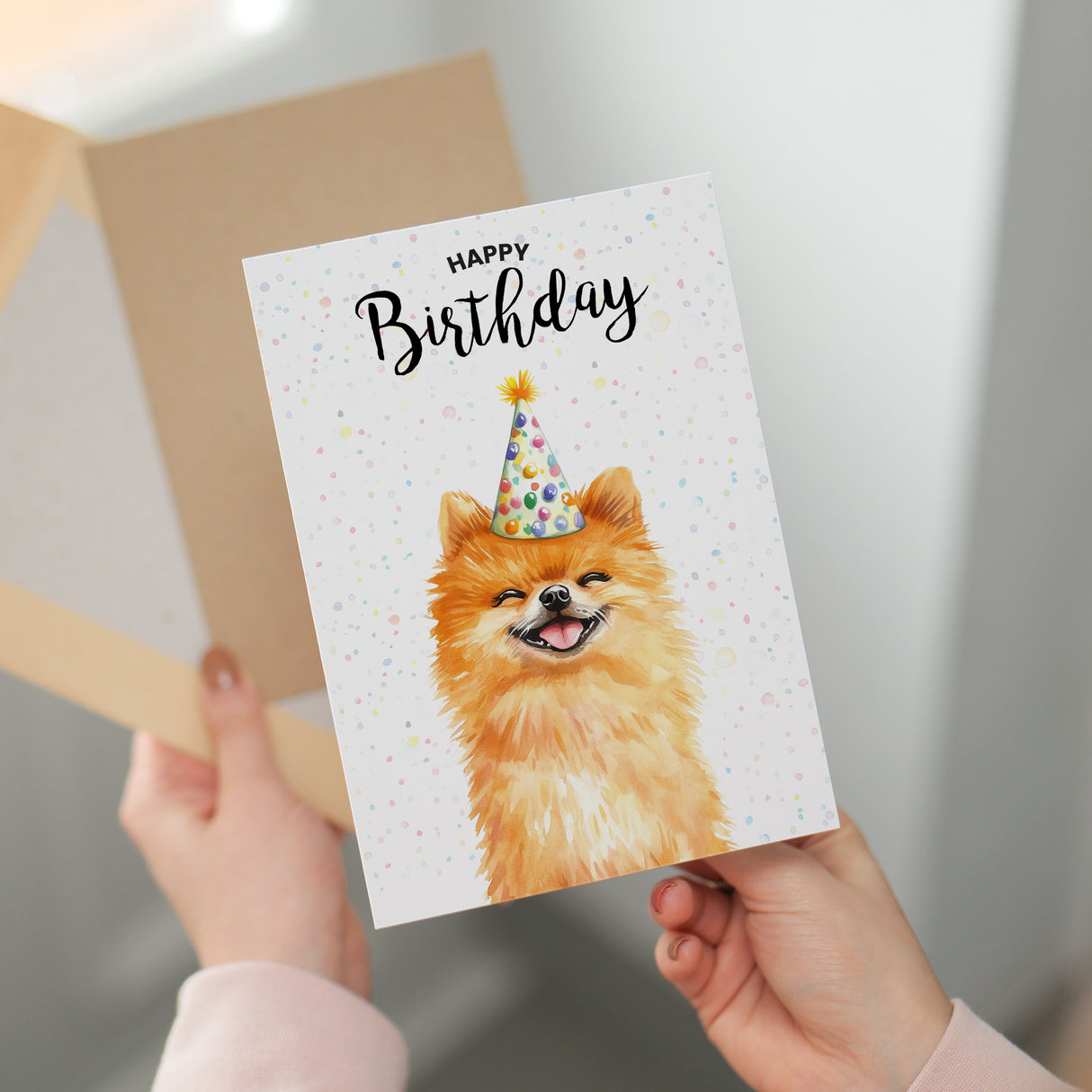Birthday Card For Him or Her Of A Pomeranian Dog Illustration For Him or Her Birthday Gift