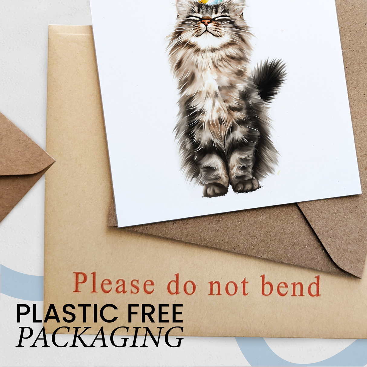 Maine Coon Cat Birthday Card – Cute Cat Lover Card with Party Hat – Purr-fect Birthday Greeting Card for Cat Owners