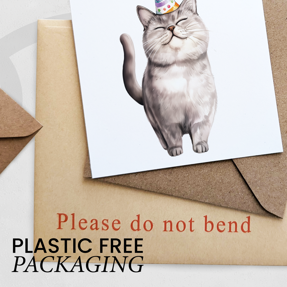 British Shorthair Cat Birthday Card – Cute Cat Lover Card with Party Hat – Purr-fect Birthday Greeting Card for Cat Owners