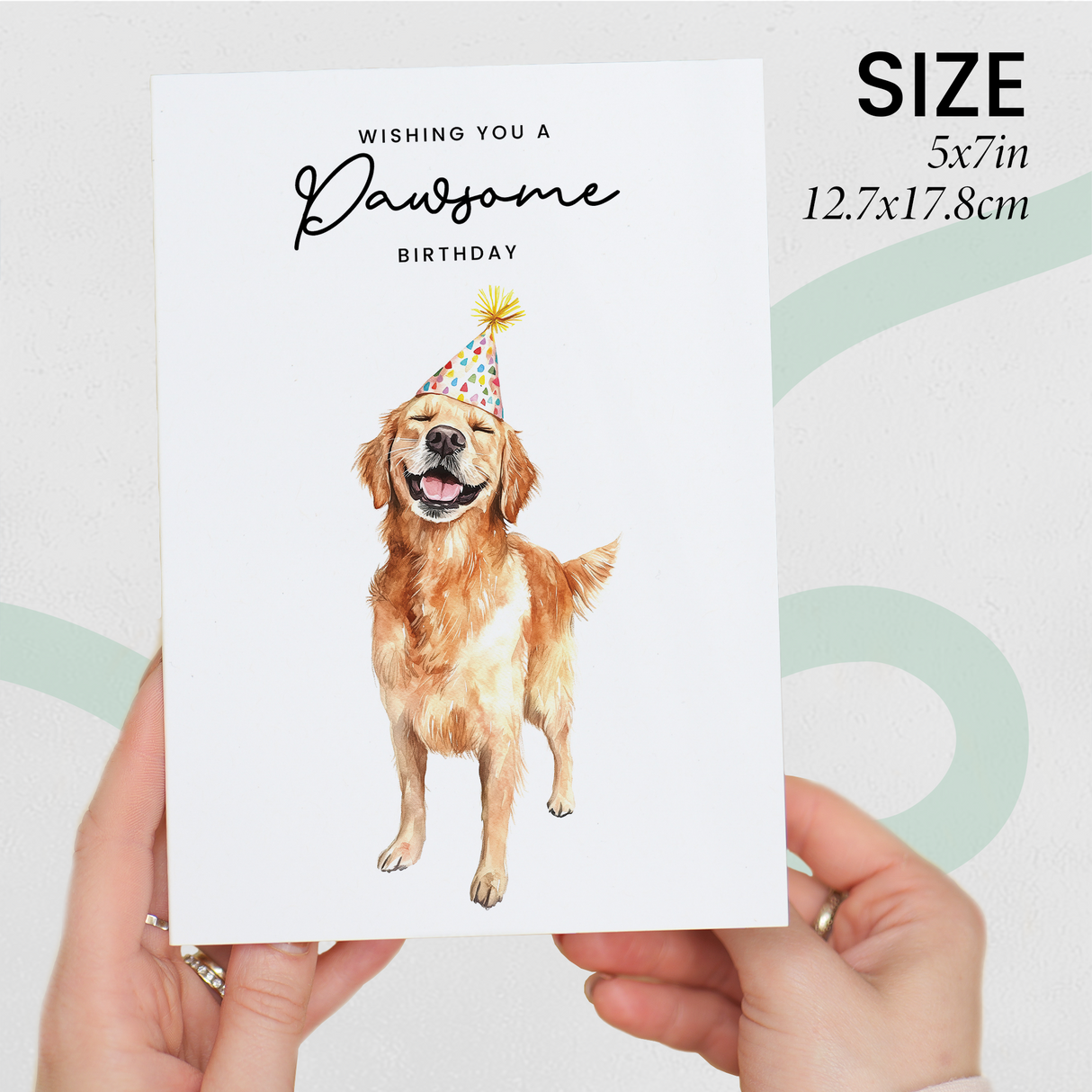 Golden Retriever Birthday Card – Cute Dog Lover Card with Party Hat – Pawsome Birthday Greeting Card for Dog Owners