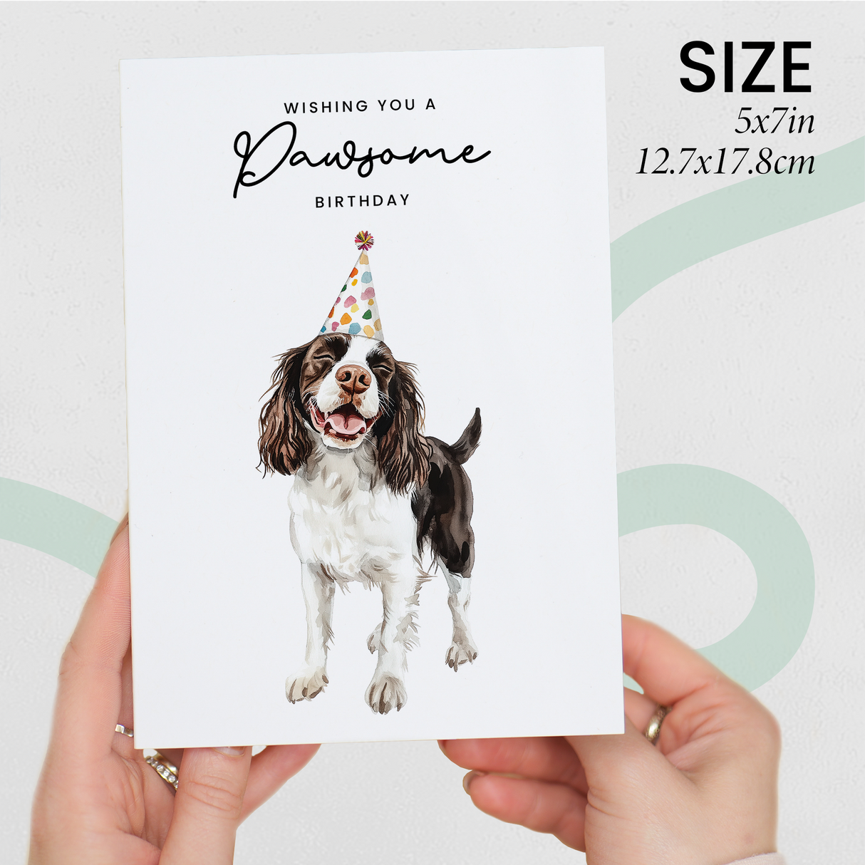 Springer Spaniel Birthday Card – Cute Dog Lover Card with Party Hat – Pawsome Birthday Greeting Card for Dog Owners