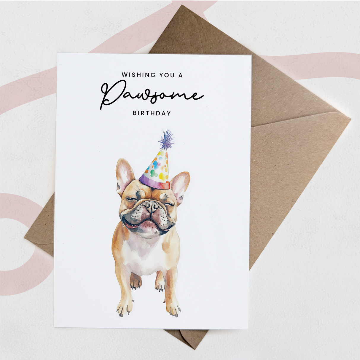 French Bulldog Birthday Card – Cute Dog Lover Card with Party Hat – Pawsome Birthday Greeting Card for Dog Owners