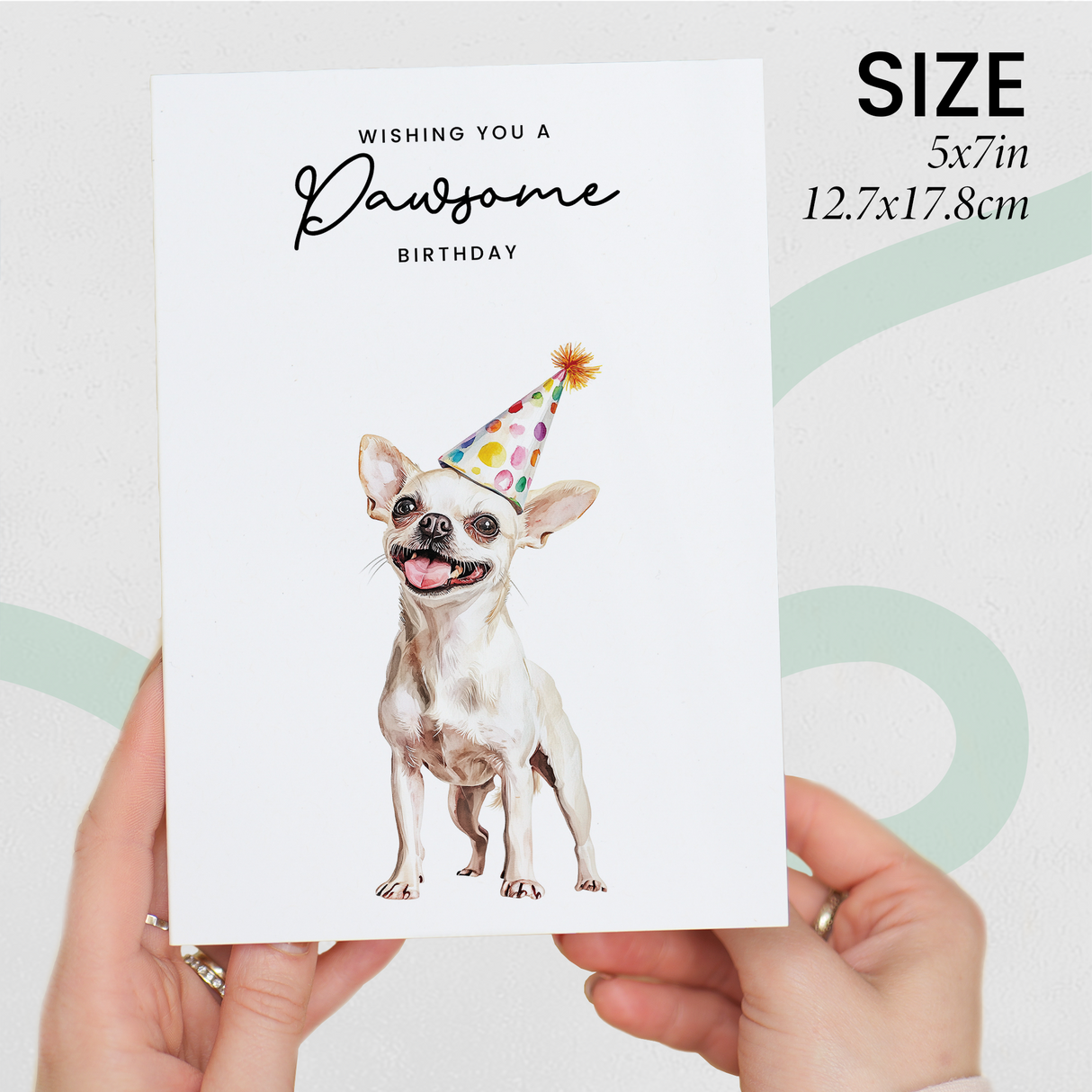 Chihuahua Birthday Card – Cute Dog Lover Card with Party Hat – Pawsome Birthday Greeting Card for Dog Owners
