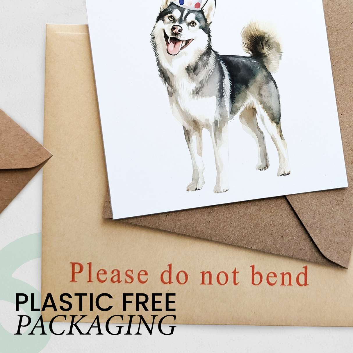 Husky Birthday Card – Cute Dog Lover Card with Party Hat – Pawsome Birthday Greeting Card for Dog Owners