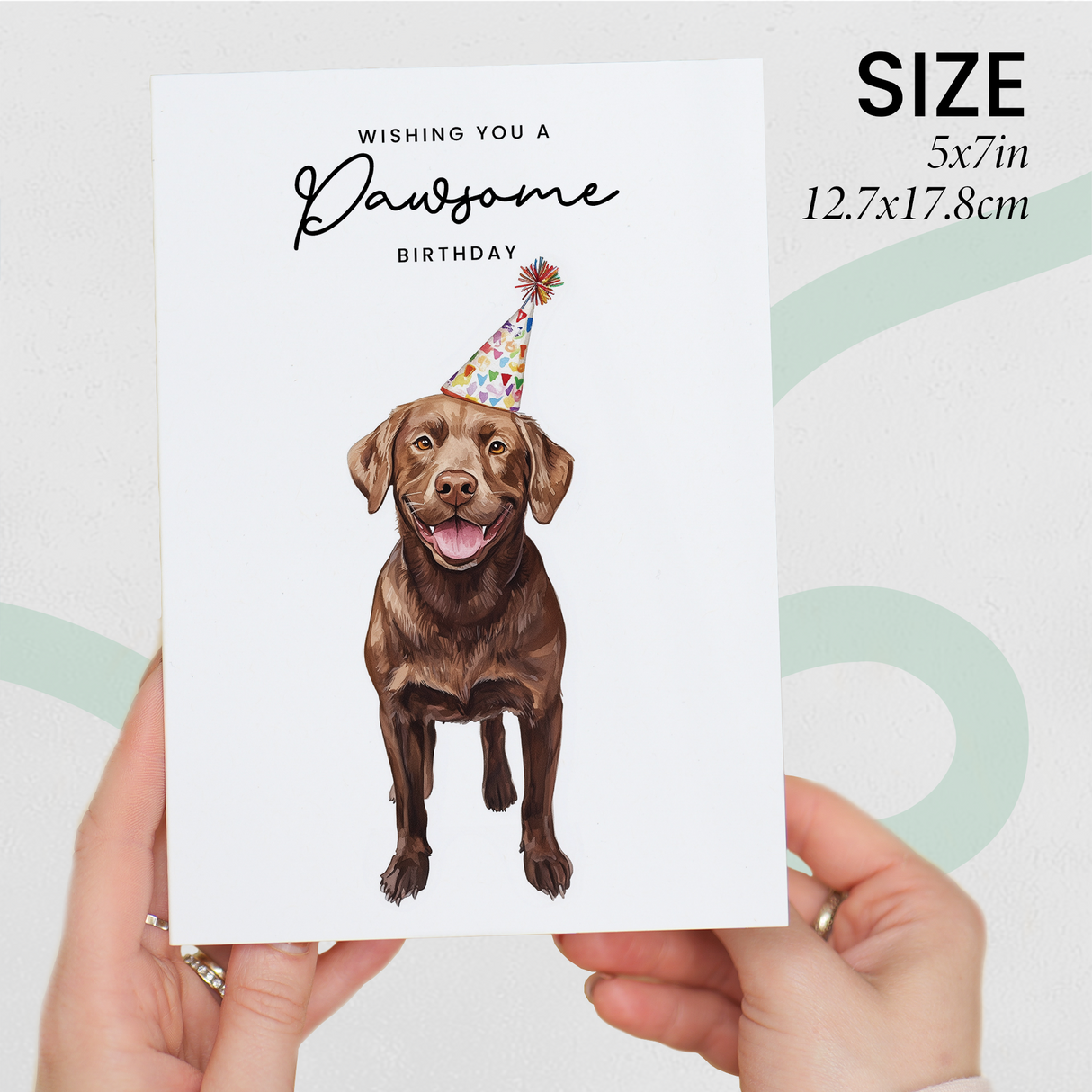 Chocolate Labrador Birthday Card – Cute Dog Lover Card with Party Hat – Pawsome Birthday Greeting Card for Dog Owners