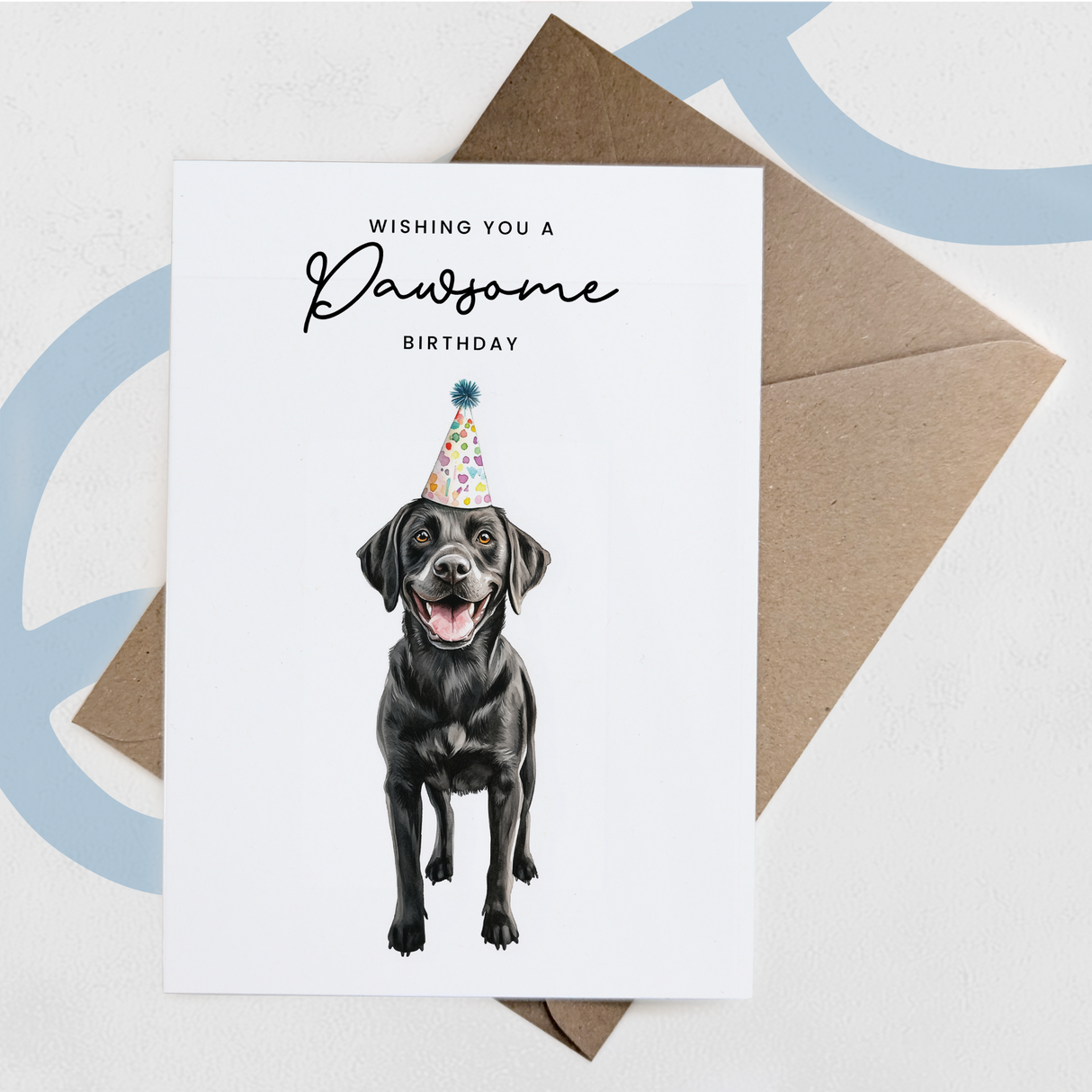 Black Labrador Birthday Card – Cute Dog Lover Card with Party Hat – Pawsome Birthday Greeting Card for Dog Owners