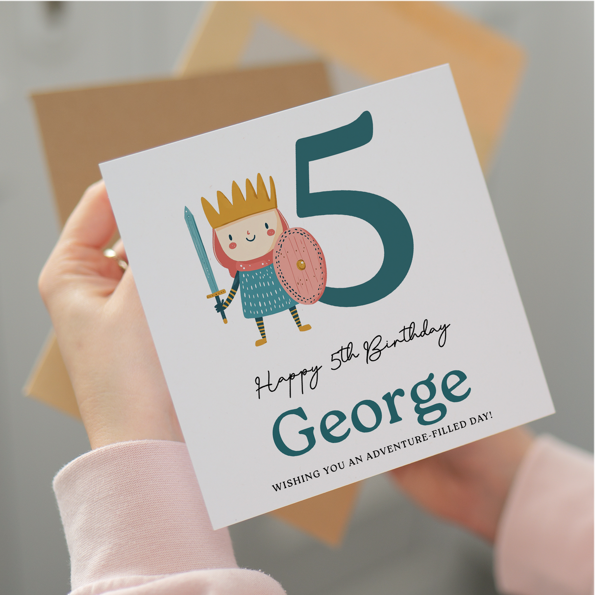 Personalised Birthday Card Ages 3 4 5 6 Adventure Knight Design Fun Kids Birthday Card