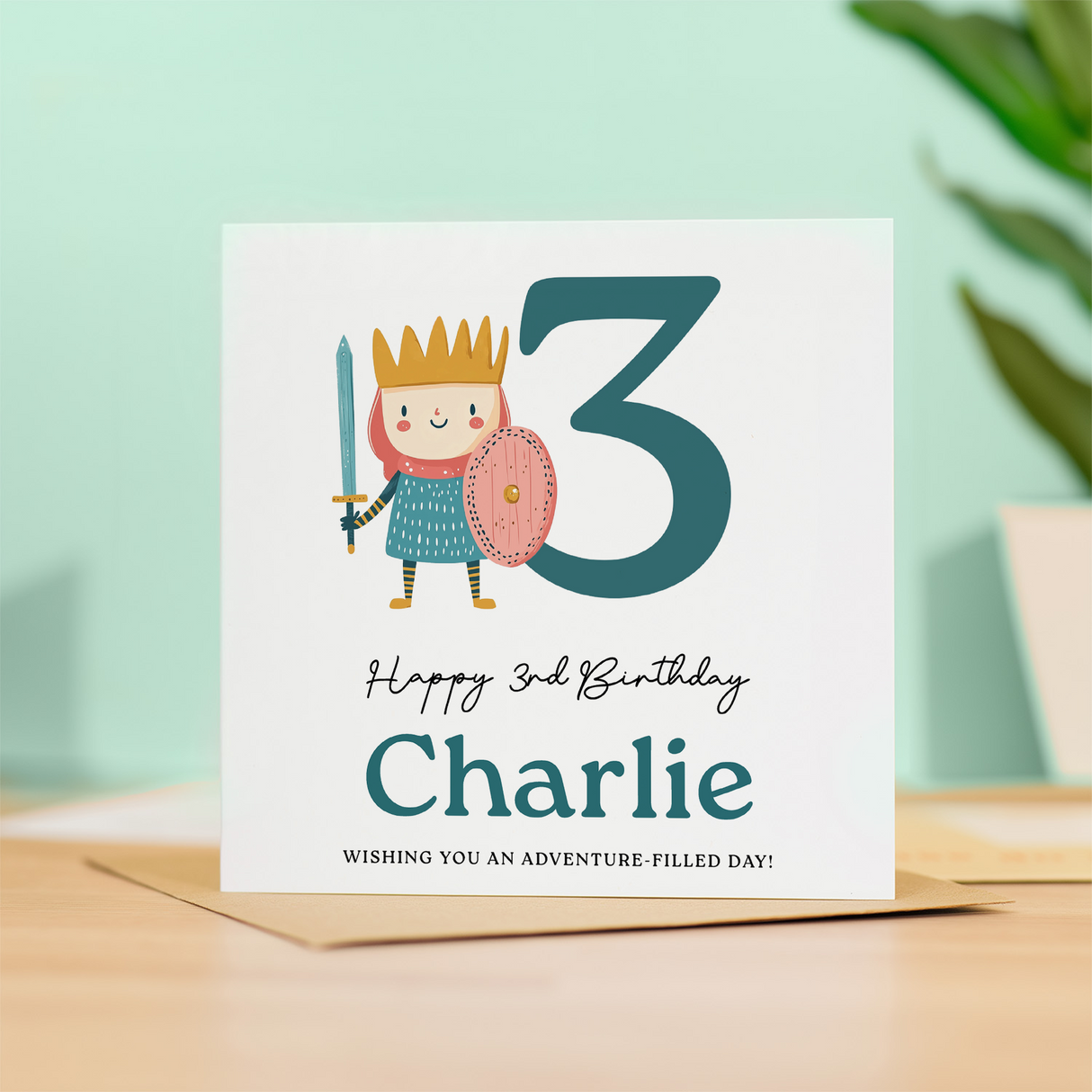 Personalised Birthday Card Ages 3 4 5 6 Adventure Knight Design Fun Kids Birthday Card