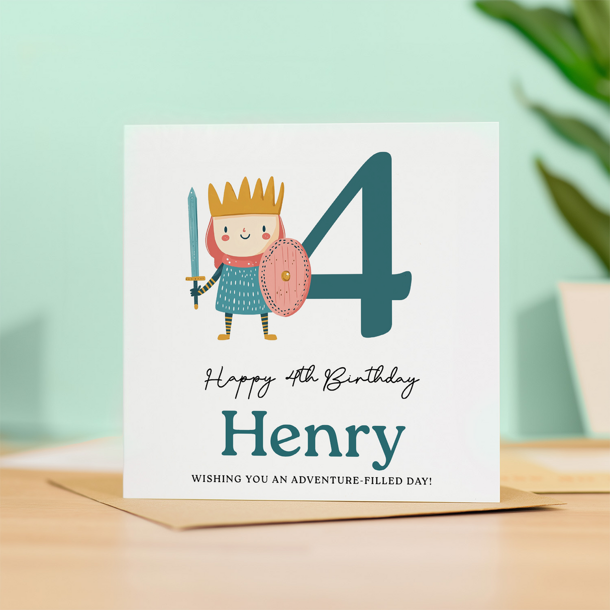 Personalised Birthday Card Ages 3 4 5 6 Adventure Knight Design Fun Kids Birthday Card
