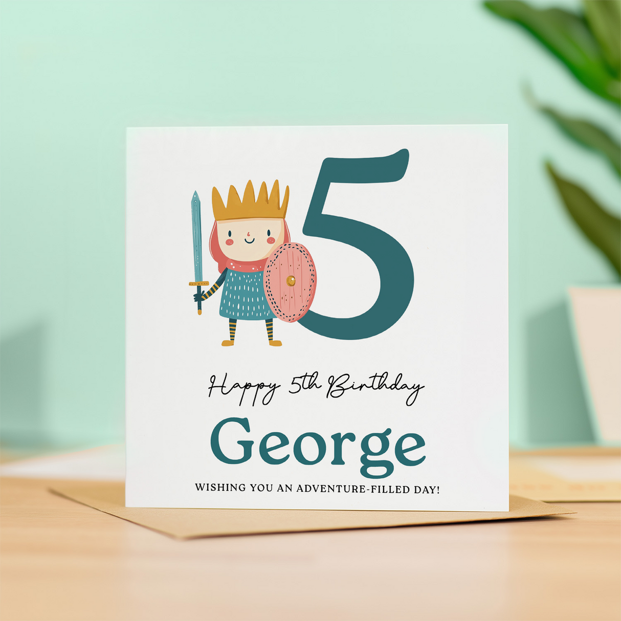 Personalised Birthday Card Ages 3 4 5 6 Adventure Knight Design Fun Kids Birthday Card