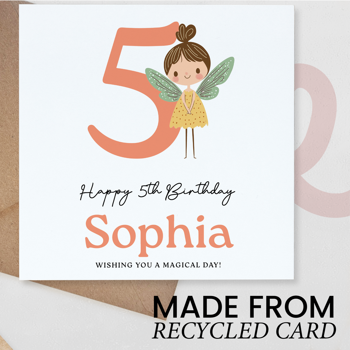 Personalised Fairy Birthday Card for Girls Ages 3 4 5 6 – Cute Magical Design, Kids Birthday Card, Forest Fairy Theme