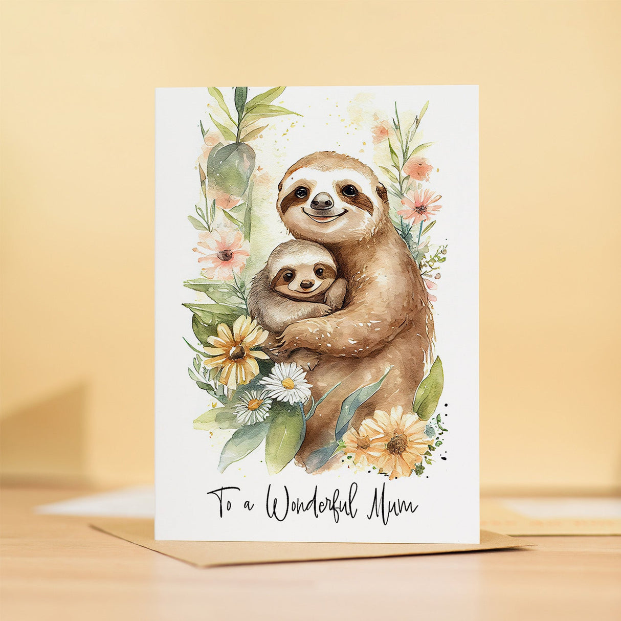 Birthday Card Or Mothers Day Card Sloth Illustration Birthday for Her