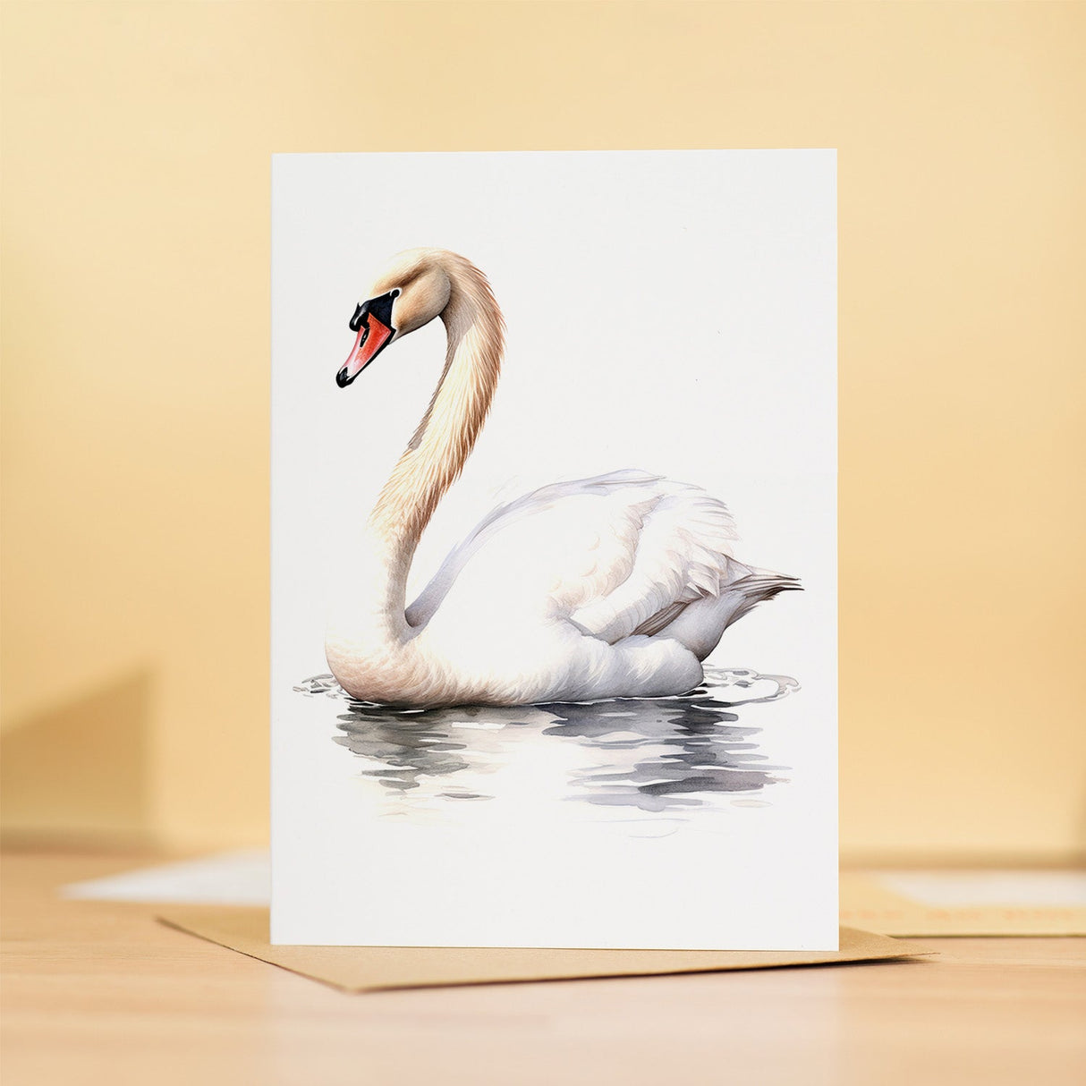 Swan Notelet Card Any Occasion Birthday Easter Thank You 5x7 A6 A7 For Her Him