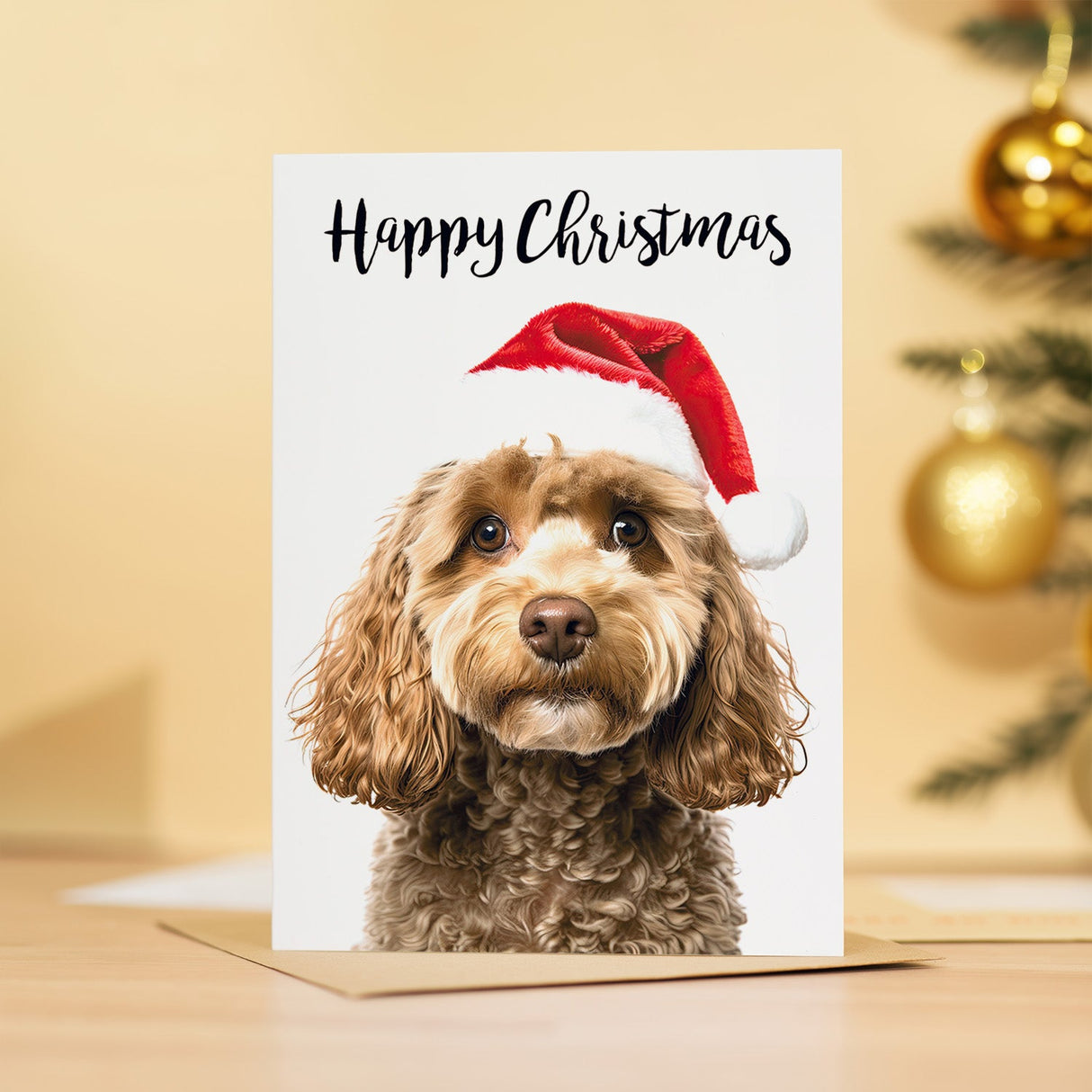 Christmas Card with Cockerpoo Dog for Him Her Friend Relative Anyone