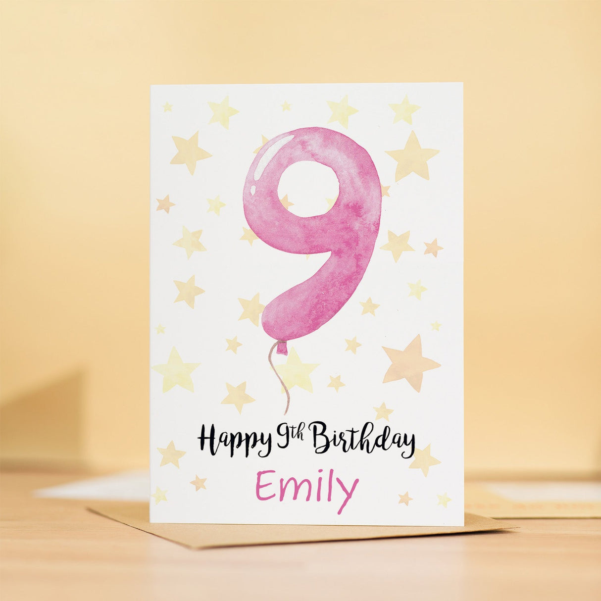 Personalised Girl 9th Birthday Card Custom Name Ninth Birthday Child Girl Card