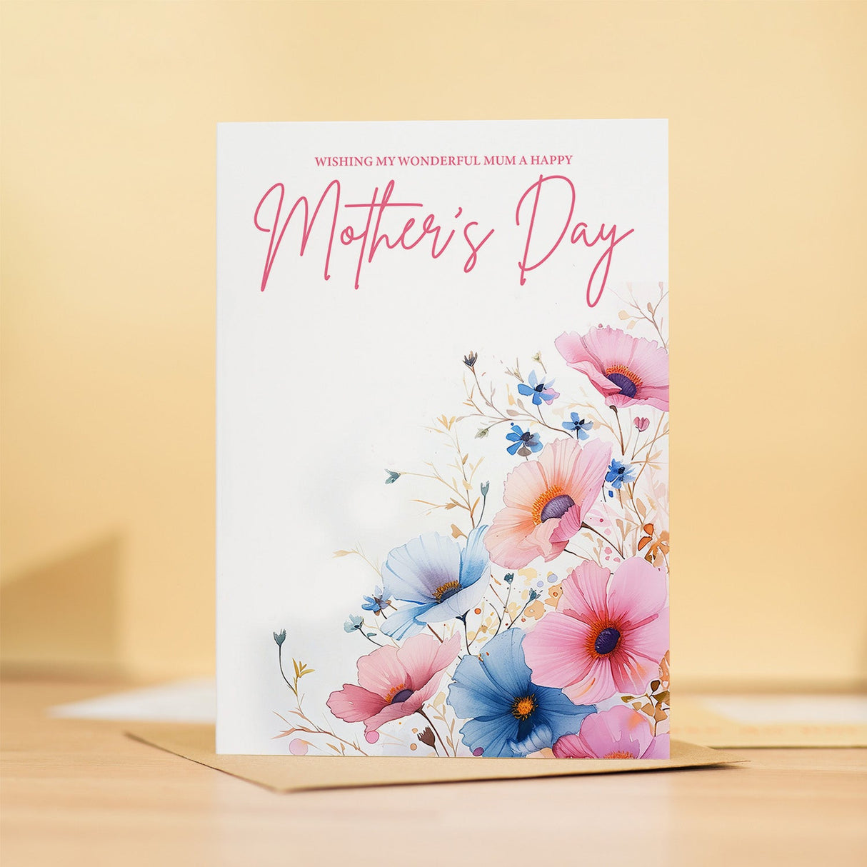 Mothers Day Card Love Mum Flowers Wonderful Happy Mothering Sunday