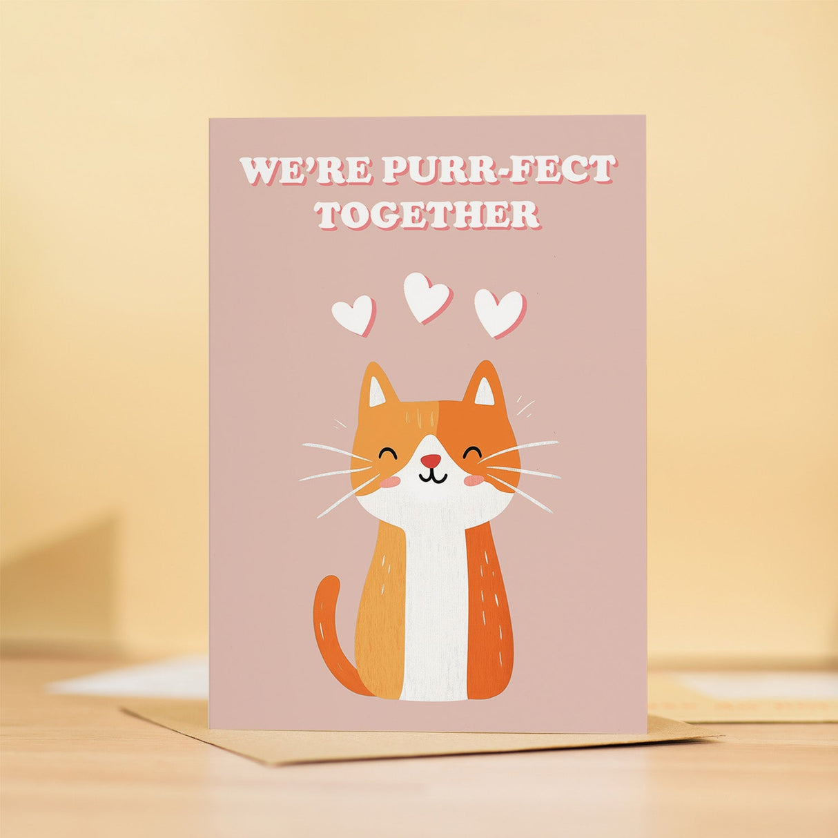 Cute Cat Anniversary Valentine's Card For Him or Her We're Purr-Fect Together