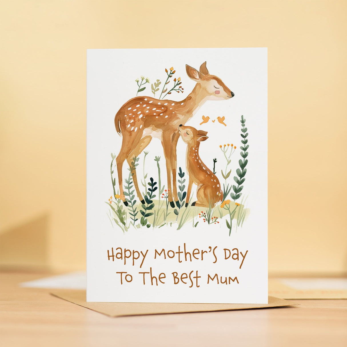 Mothers Day Card Cute Deer Design For Mum Mom Mummy Happy Mothering Sunday