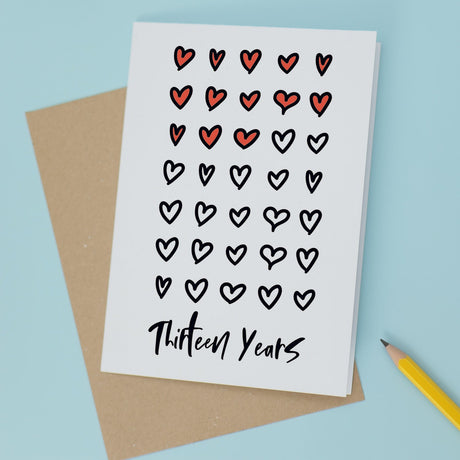 13th Anniversary Card for Wife Husband Boyfriend Girlfriend Thirteen Year
