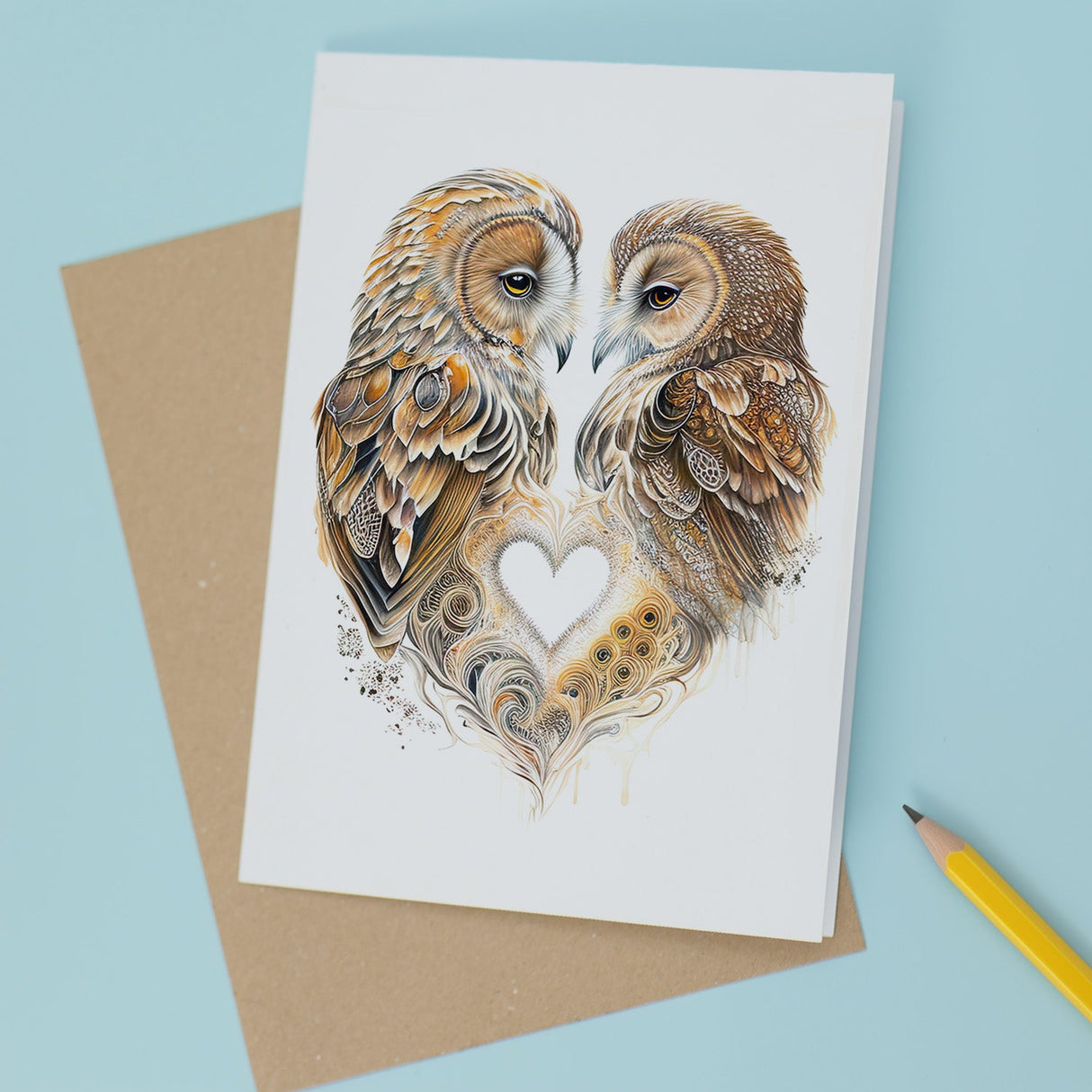 Valentine Anniversary Card for Her Wife Husband Boyfriend Brown Owls