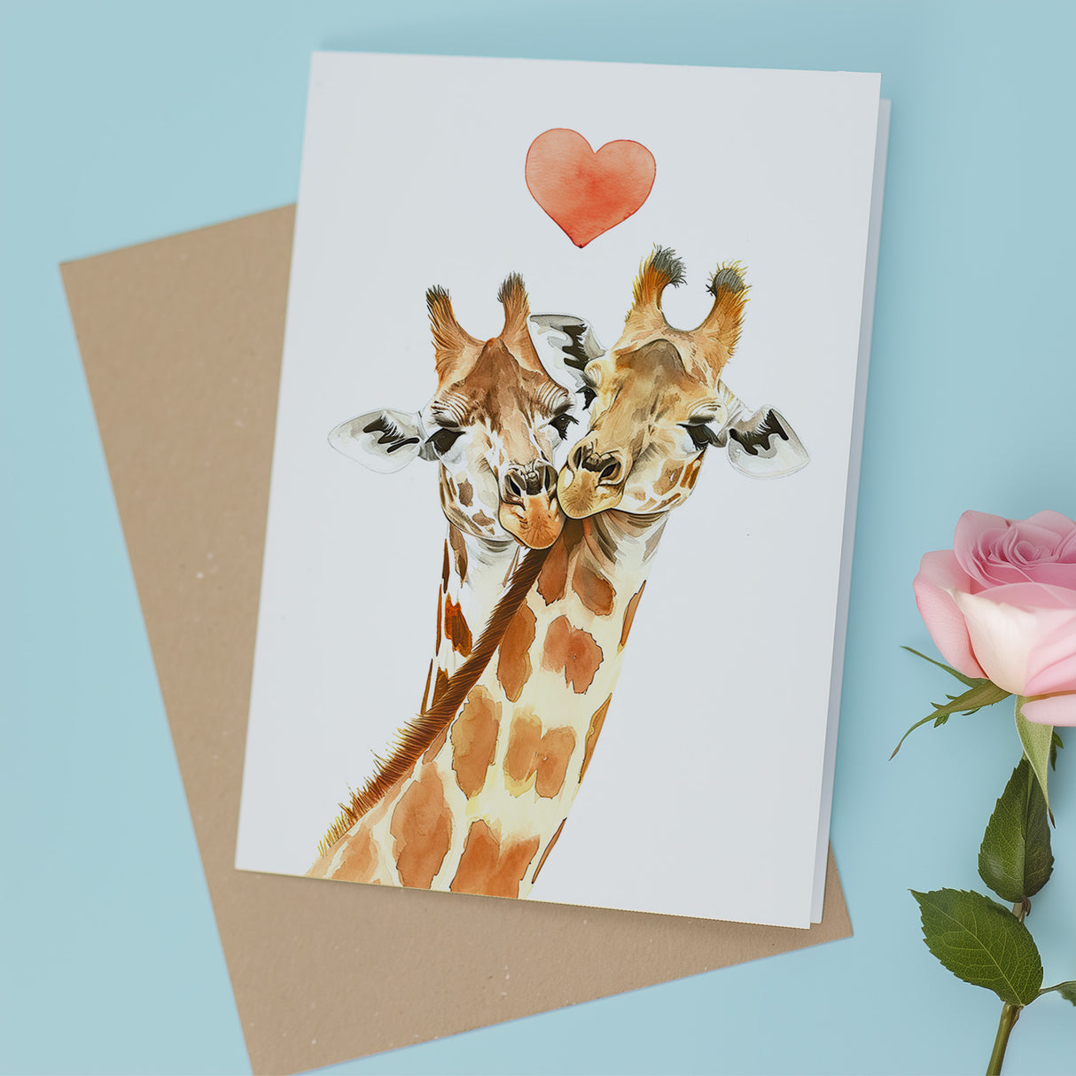 Valentine Anniversary Card for Wife Husband Boyfriend Girlfriend Giraffe Theme