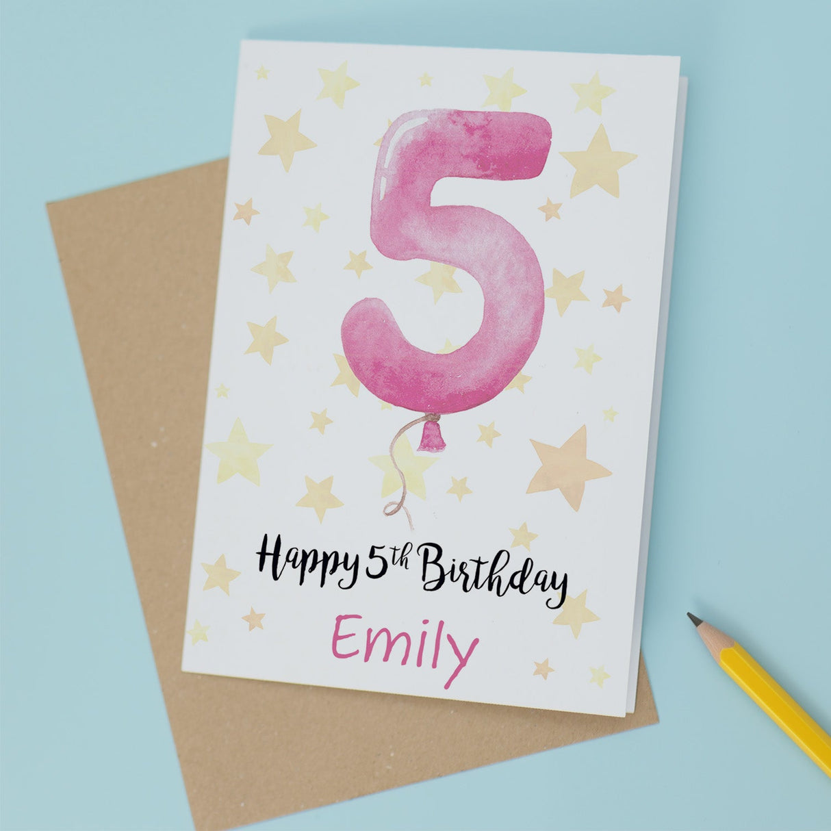 Custom 5th Birthday Card Personalisable For Girl Name Child Fifth Birthday