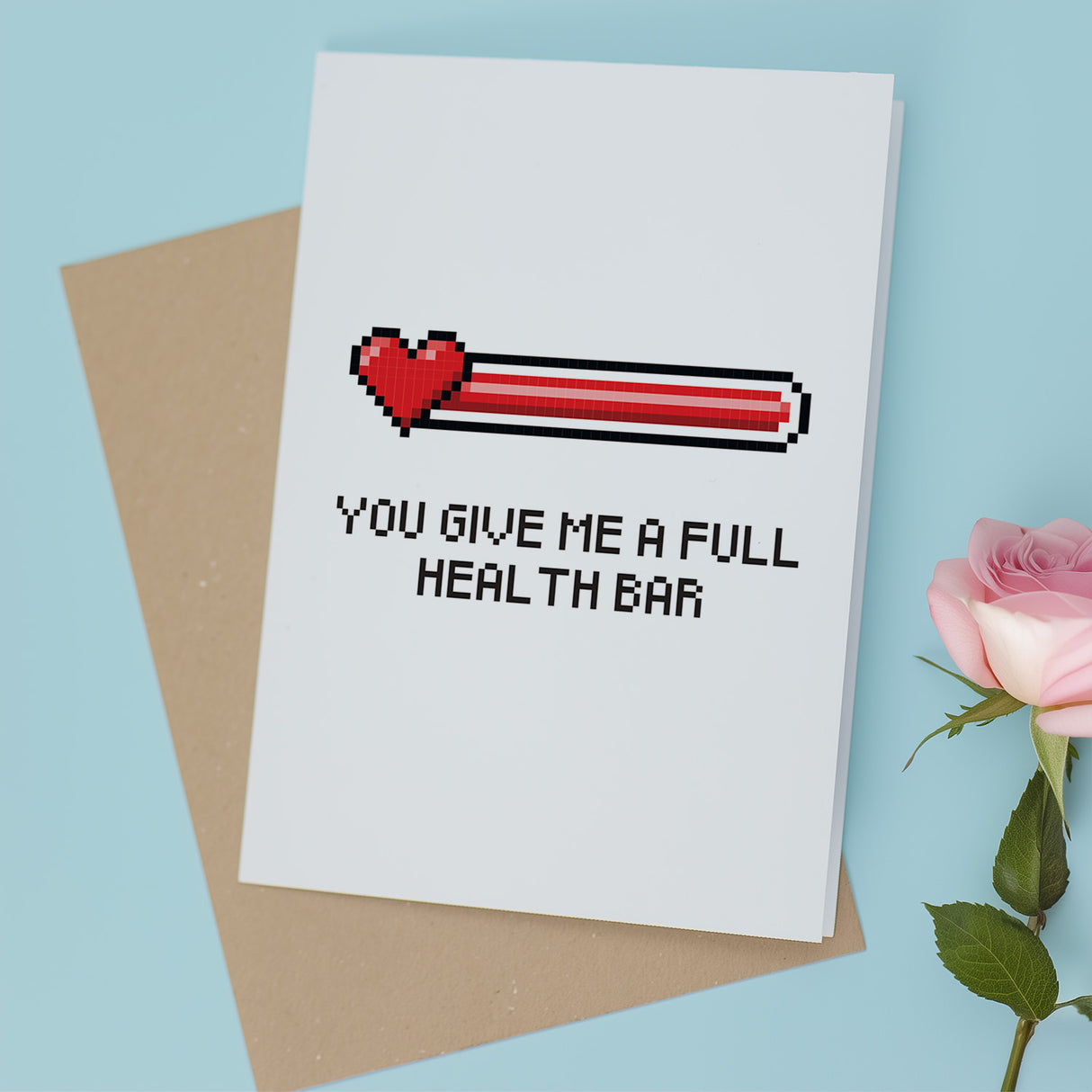 Valentine Card for Him Boyfriend Husband Gamer Full Health Bar Anniversary Love