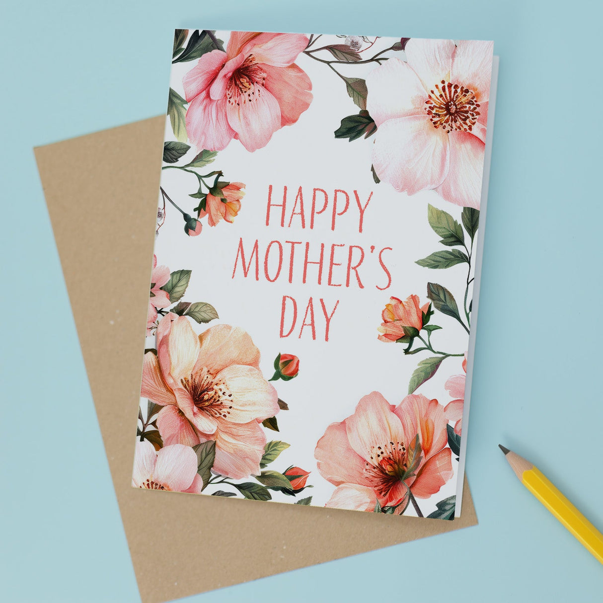 Mothers Day Card Floral Design For Mum Mom Mommy Mummy Happy Day