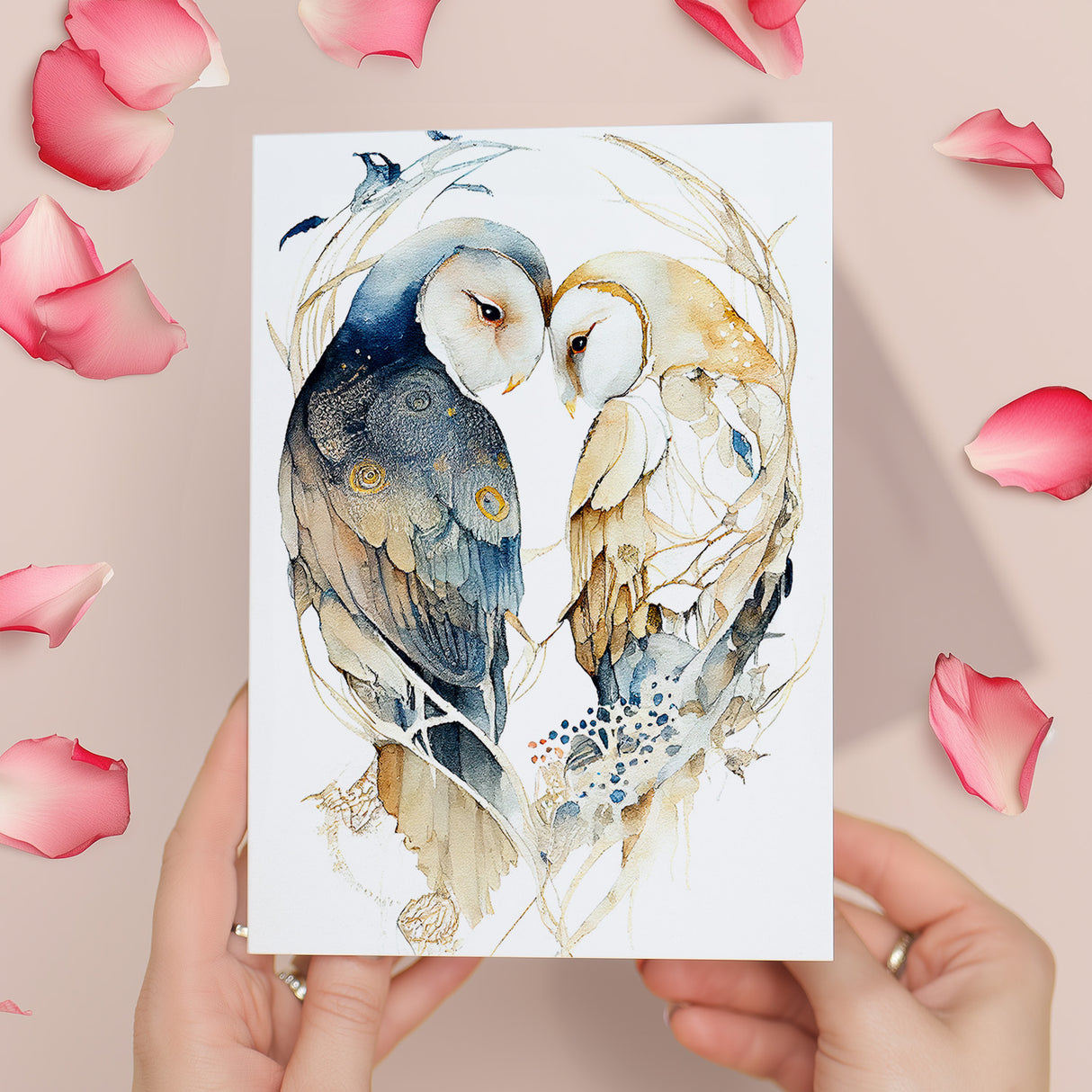 Anniversary Wedding Engagement Card for Husband Wife Couple Owl Theme