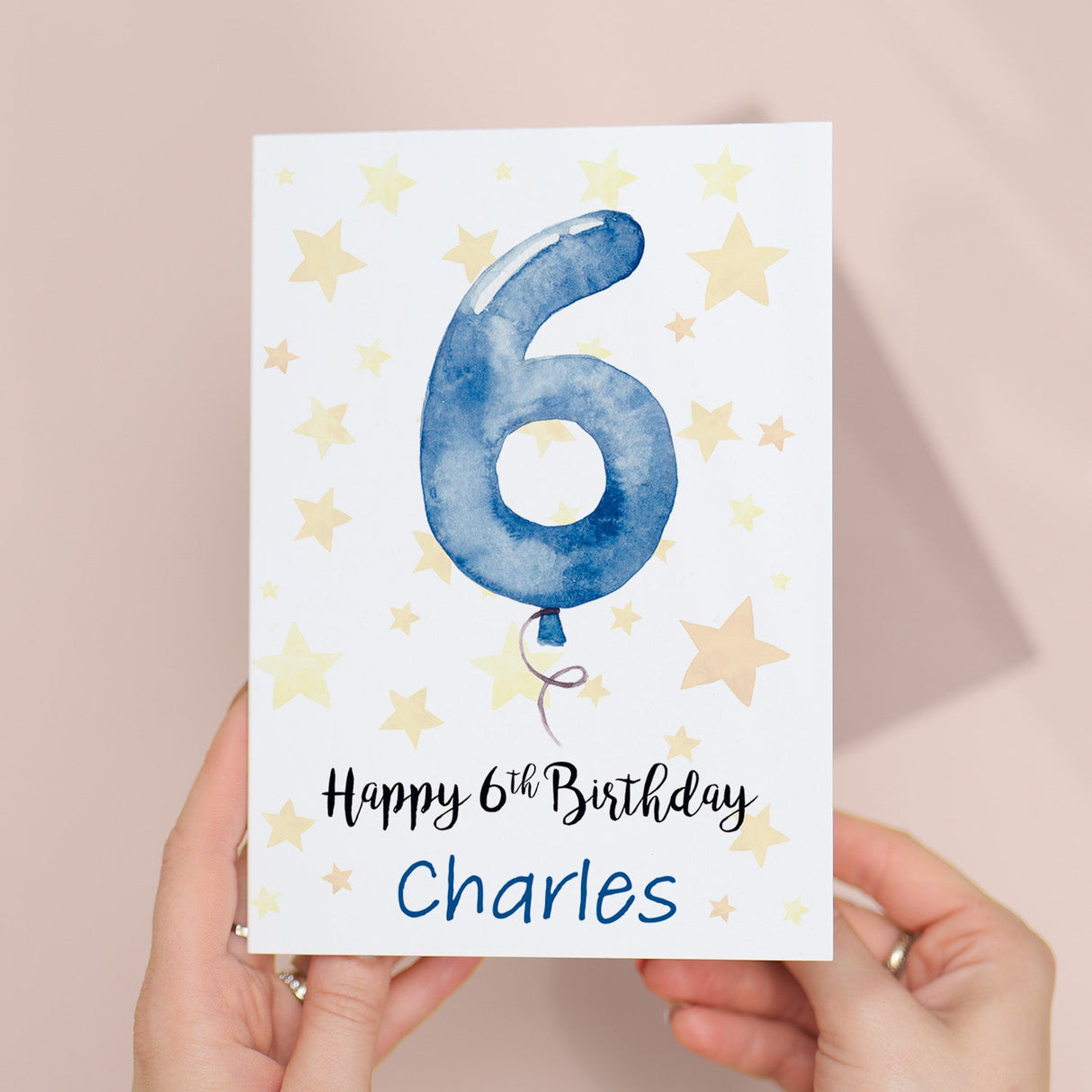 Customisable 6th Birthday Card for Boy with Name Childs Sixth Birthday Card