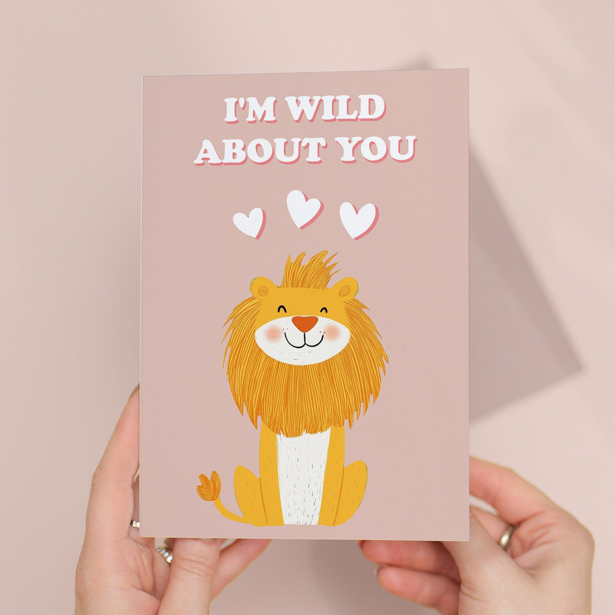 Wild About You Lion Card Cute Anniversary Valentine's Card for Him or Her