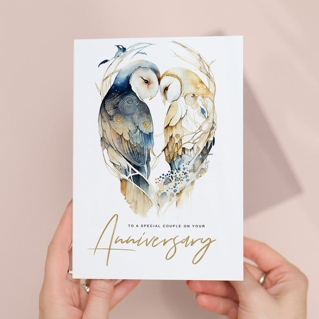 Personalised Owl Anniversary Card Custom For Couple Son and Daughter Inlaw