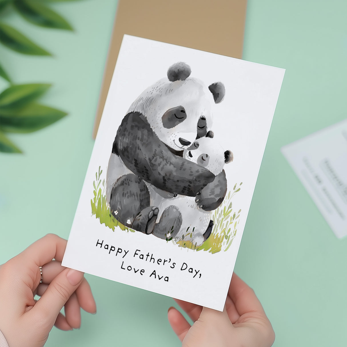Fathers Day Card Personalised Panda Bear Cute Dad Gift From Child
