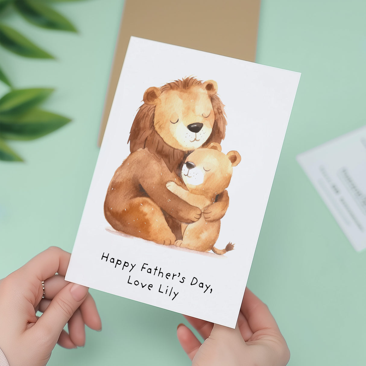 Fathers Day Card Personalised Cute Lion Cub For Daddy From Child
